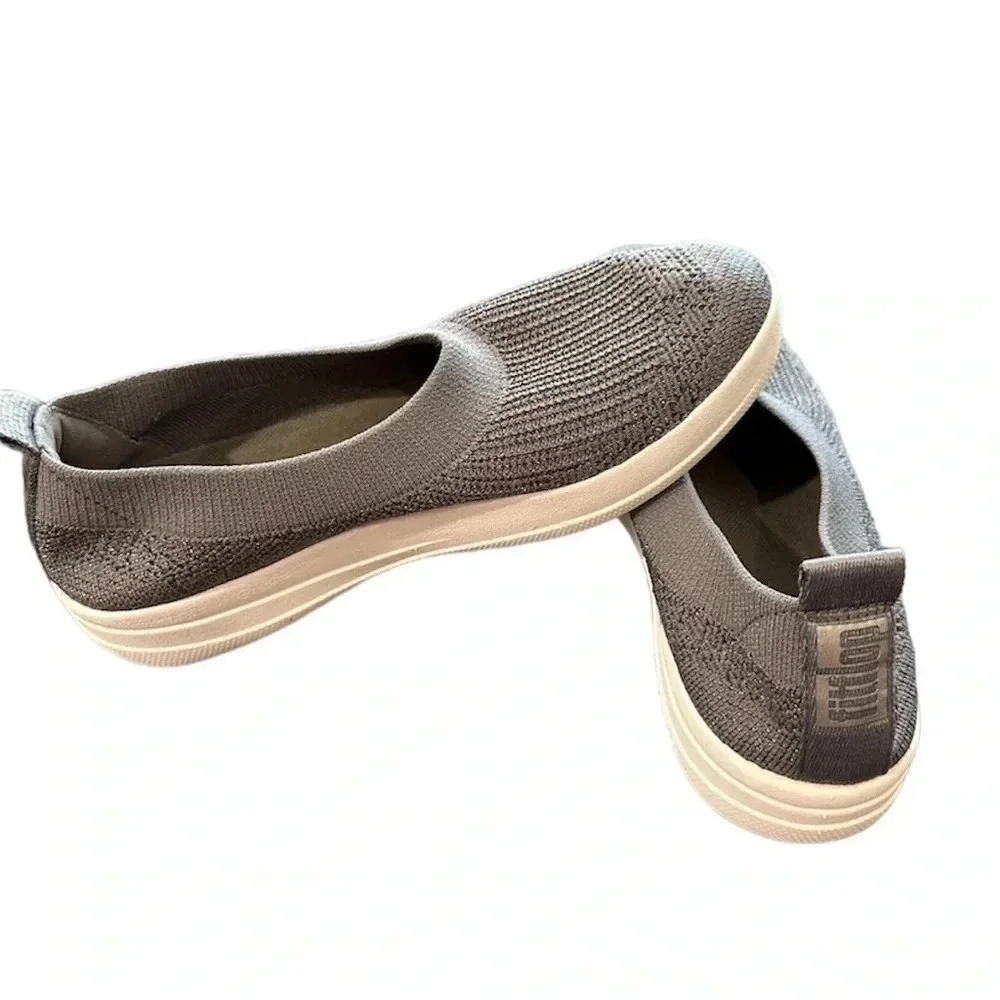 FitFlop Women's Metallic Pewter Uberknit Slip On Sneakers Size 7.5 GUC